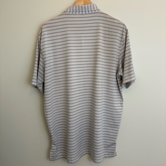 Peter Millar Summer Comfort Golf Performance Polo Shirt L White Blue Pinstipe - Picture 6 of 8